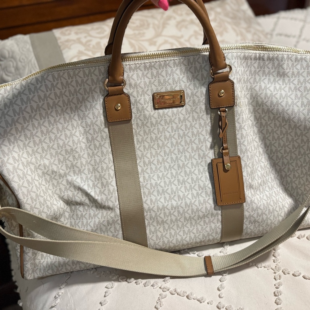 Michael Kors Beige and Brown Monogram Tote